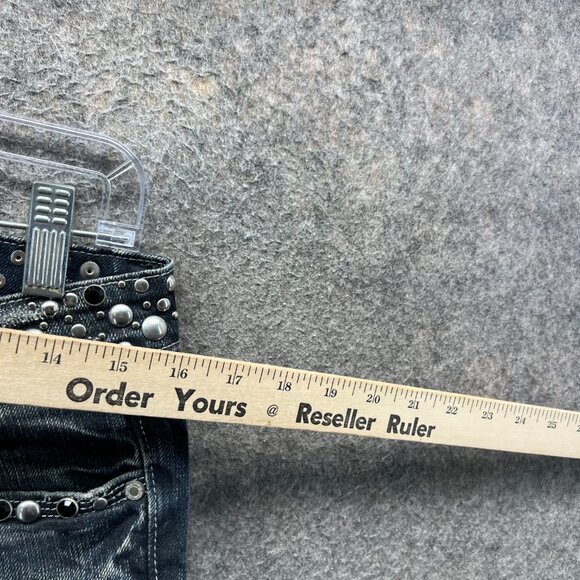 Miss Me Jeans Womens 26 Anchorage Studded Flare Distressed Denim Blue Bootcut - Picture 3 of 12